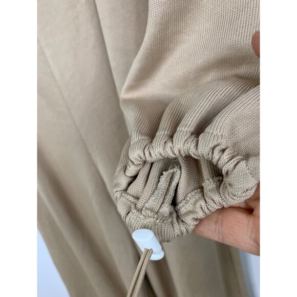 Zara Beige Long-Sleeve Cutout Jumpsuit Size S Crop Pouf Sleeves Tan RX10363 - Picture 10 of 14